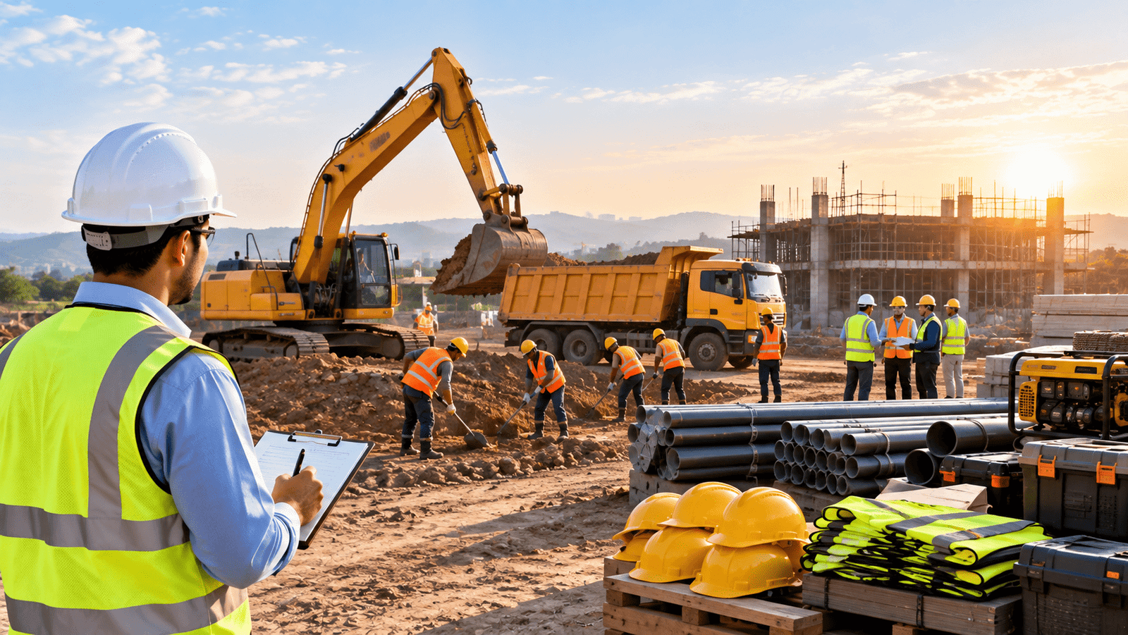 Construction Crew at Golden Hour (1)