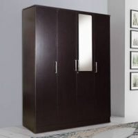 Maisie_4_Door_Wardrobe_With_Mirror_Wenge_Color_Laminate_Finish_LP Maisie_4_Door_Wardrobe_With_Mirror_Wenge_Color_Laminate_Finish_LP